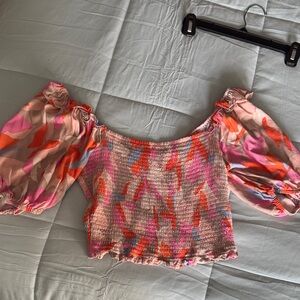Saltwater LUXE Pink and Orange Off-Shoulder Blouse